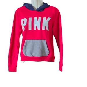 Victoria's Secret PINK Hoodie Sweatshirt‎ Hot Pink Gray Pocket Hooded Top XS
